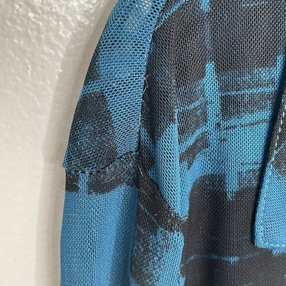 Calvin Klein Womens Button Down Blouse XL Sheer Mesh Rave Cyber Slinky Grunge - Picture 9 of 10